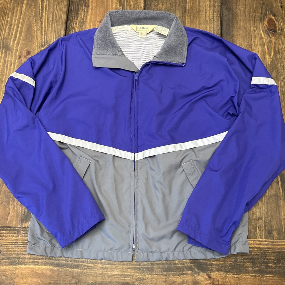 Vintage LL‎ Bean Windbreaker Mens Med Purple Vented Outerwear Jacket Lightweight